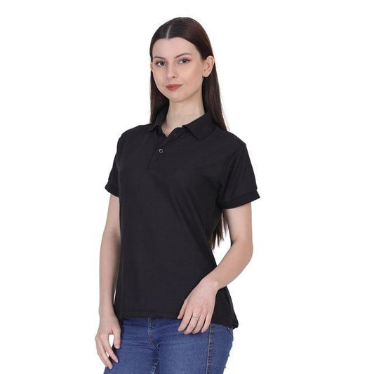 Ketex Black Cotton Blend Polo Neck T-shirt