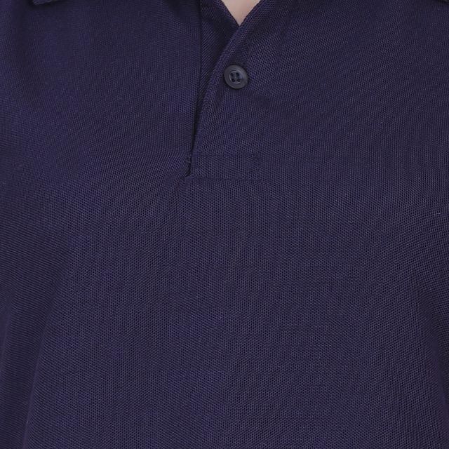 Ketex Navy Blue Cotton Blend Polo Neck T-shirt
