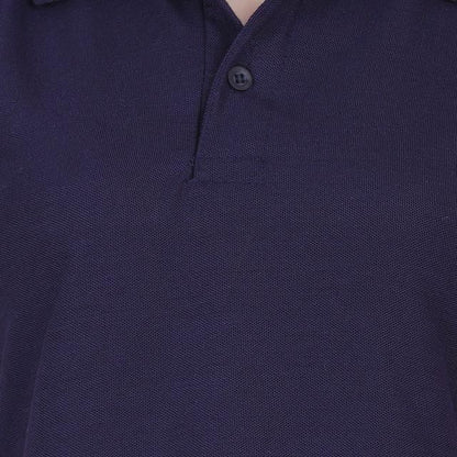 Ketex Navy Blue Cotton Blend Polo Neck T-shirt