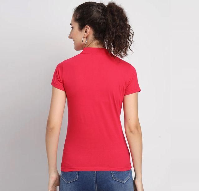 Ketex Red Cotton Blend Polo Neck T-shirt