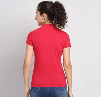 Ketex Red Cotton Blend Polo Neck T-shirt