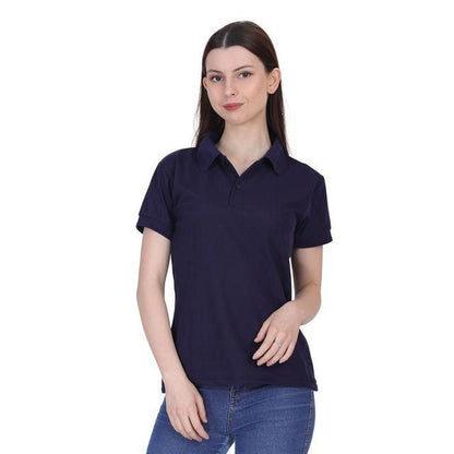 Ketex Navy Blue Cotton Blend Polo Neck T-shirt