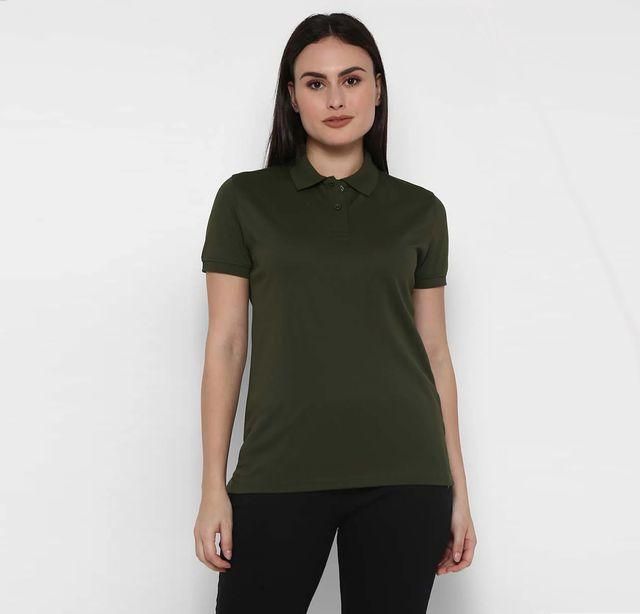 Ketex Bottle Green Cotton Blend Polo Neck T-shirt