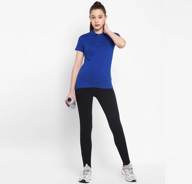 Ketex Royal Blue Cotton Blend Polo Neck T-shirt
