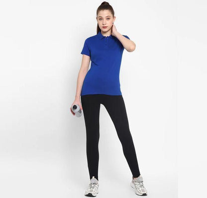 Ketex Royal Blue Cotton Blend Polo Neck T-shirt