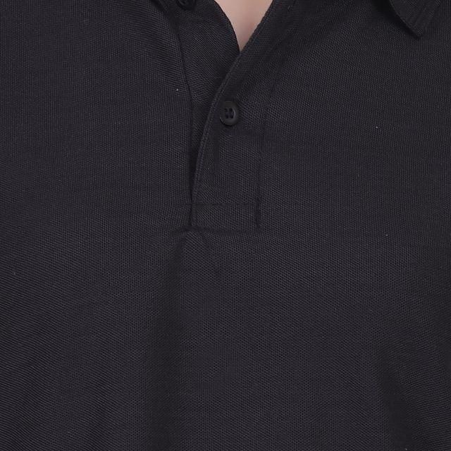 Ketex Black Cotton Blend Polo Neck T-shirt