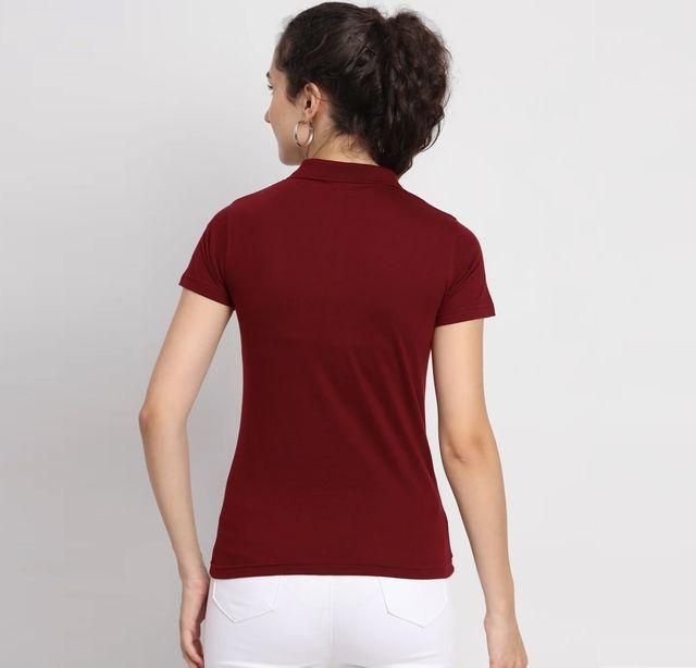 Ketex Maroon Cotton Blend Polo Neck T-shirt