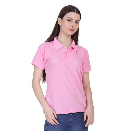 Ketex Pink Cotton Blend Polo Neck T-shirt