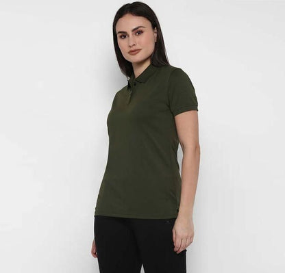 Ketex Bottle Green Cotton Blend Polo Neck T-shirt