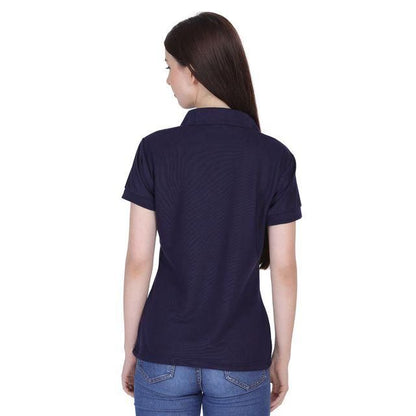 Ketex Navy Blue Cotton Blend Polo Neck T-shirt