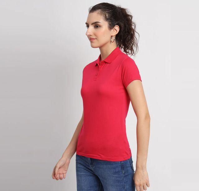 Ketex Red Cotton Blend Polo Neck T-shirt