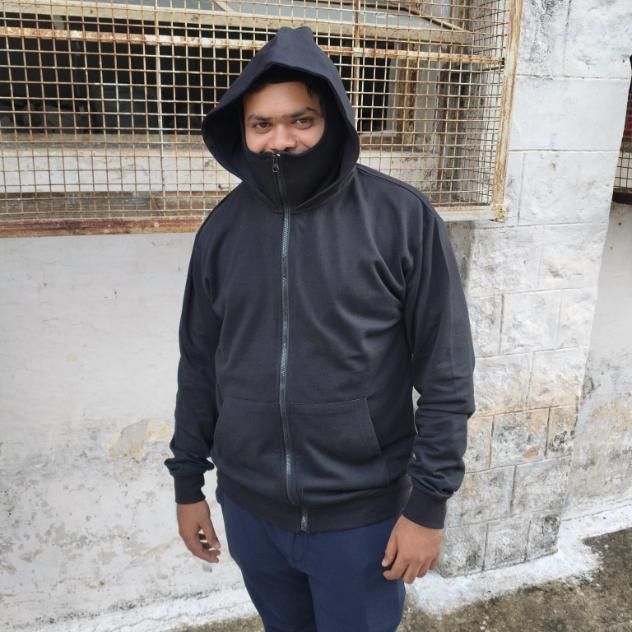 Men's Full Sleeves Zipper Hoodie With Mask