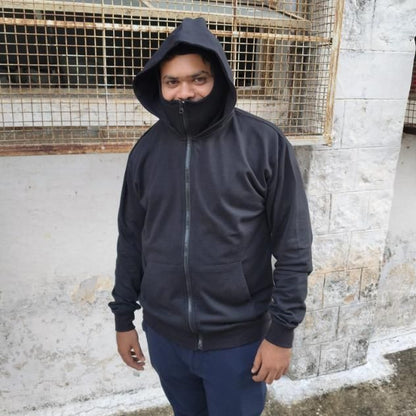 Men's Full Sleeves Zipper Hoodie With Mask