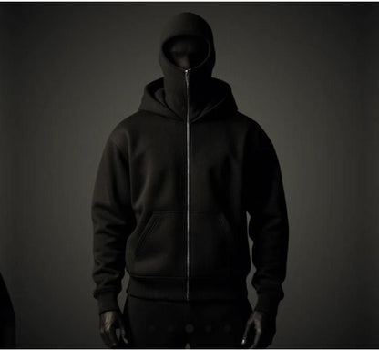 Men's Full Sleeves Zipper Hoodie With Mask