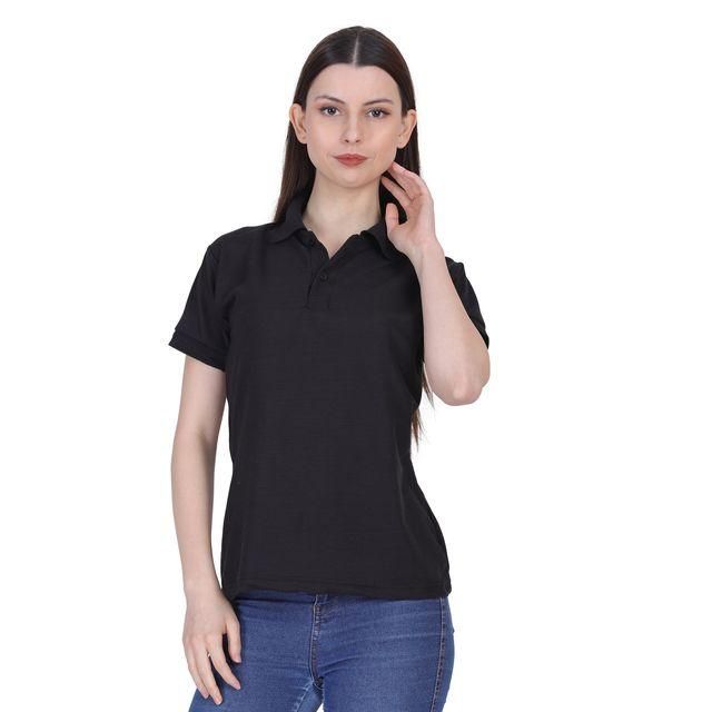 Ketex Black Cotton Blend Polo Neck T-shirt