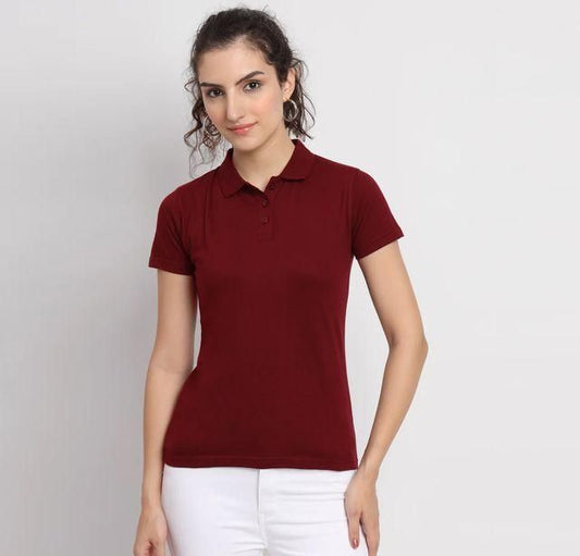 Ketex Maroon Cotton Blend Polo Neck T-shirt