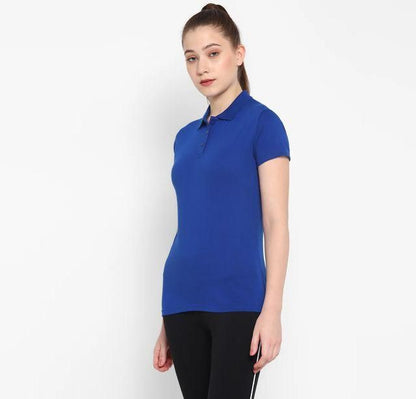 Ketex Royal Blue Cotton Blend Polo Neck T-shirt