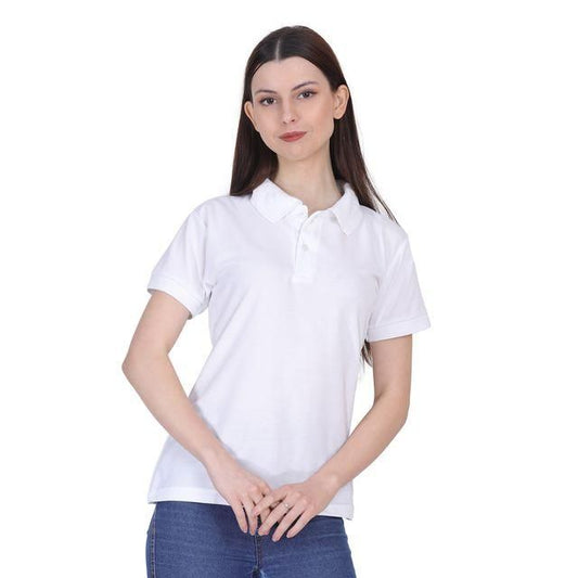 Ketex White Cotton Blend Polo Neck T-shirt