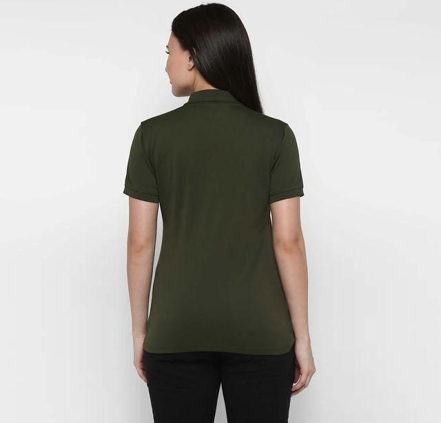 Ketex Bottle Green Cotton Blend Polo Neck T-shirt