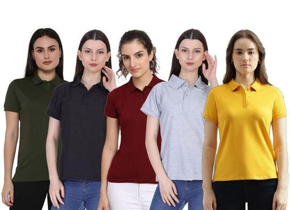 Ketex Cotton Blend Polo Neck T-shirt - Pack Of 5