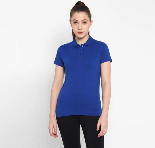 Ketex Royal Blue Cotton Blend Polo Neck T-shirt